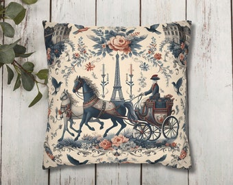 Vintage French Toile Pillow Cover, Toile De Jouy Pillow Case, Blue Chinoiserie Pillowcase, French Country Decor, Sofa Throw Pillow Case