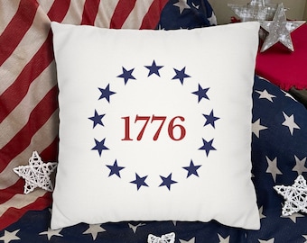 Patriotic Pillow Cover, 1776 Americana Throw Pillow Cover, July 4th Pillowcase, American Home Decor, Memorial Day Decorative Pillow Cover