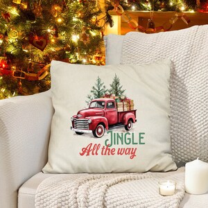 Old red truck christmas pillow sale