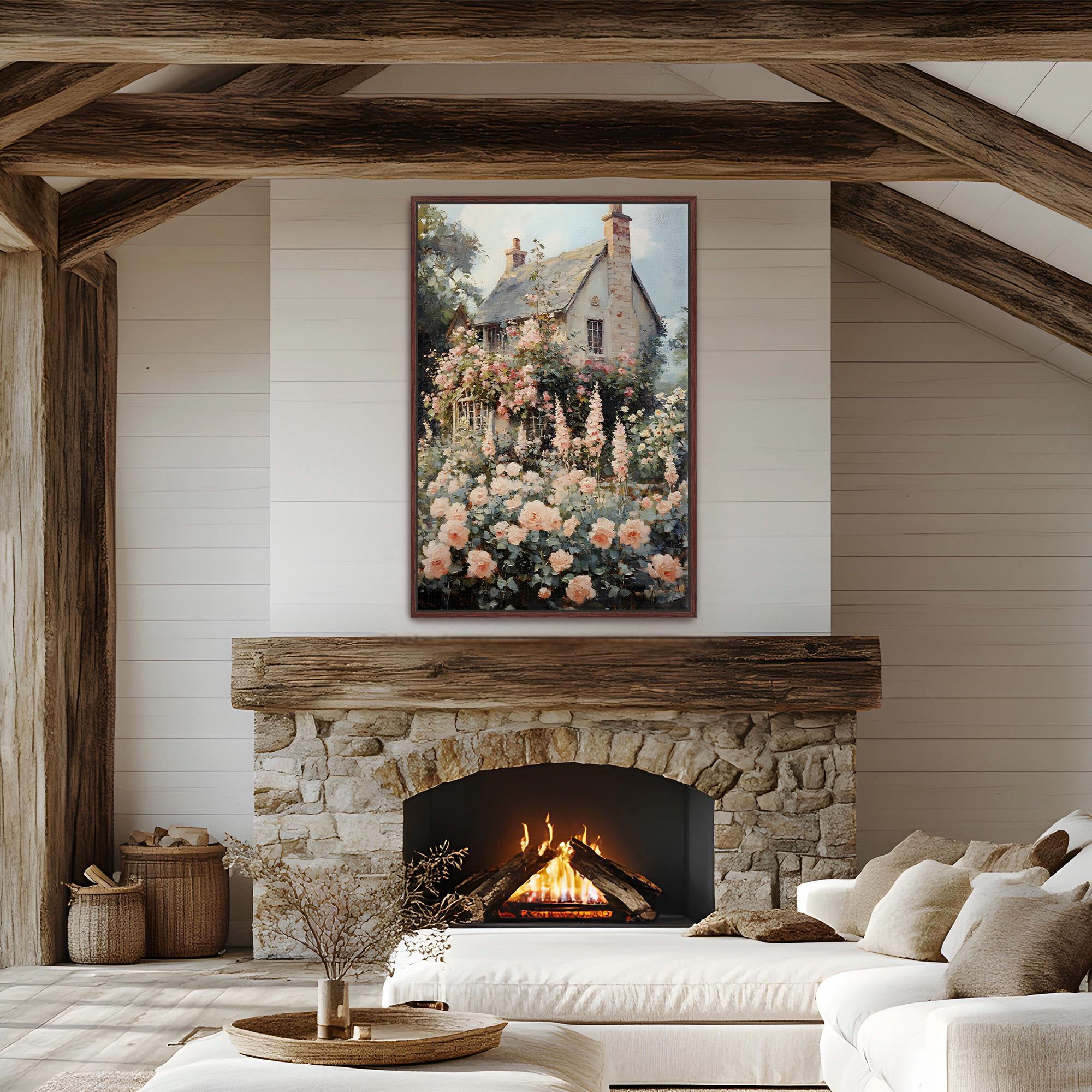 Spring Garden Framed Canvas Wall Art, French Country Cottage Canvas ...
