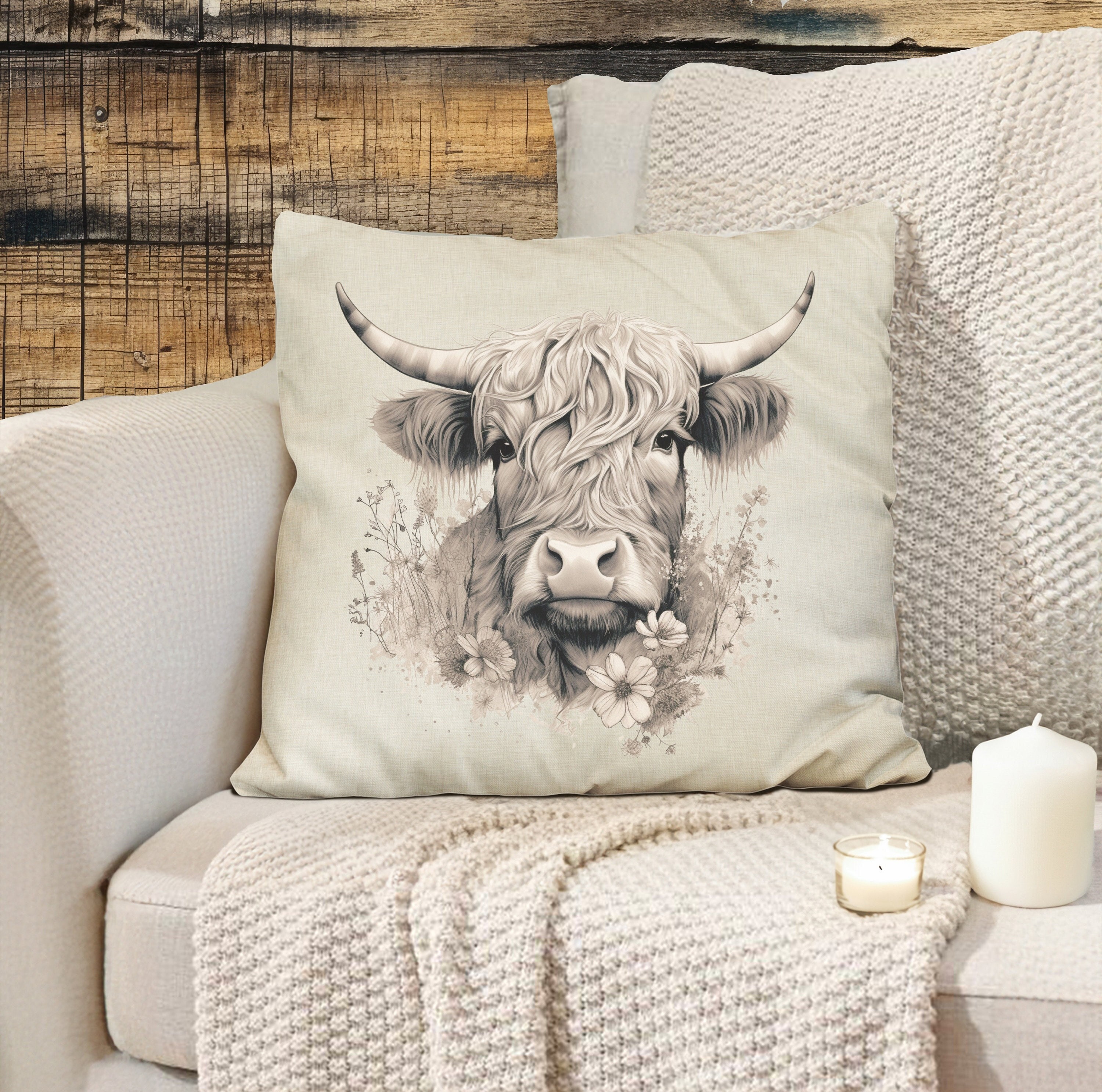 Ambesonne Cow Print Fluffy Throw Pillow Cushion Cover, Animal Cow Hide Pattern Doodle Cartoon Drawing Farming Husbandry, Decorative Square Accent Pill