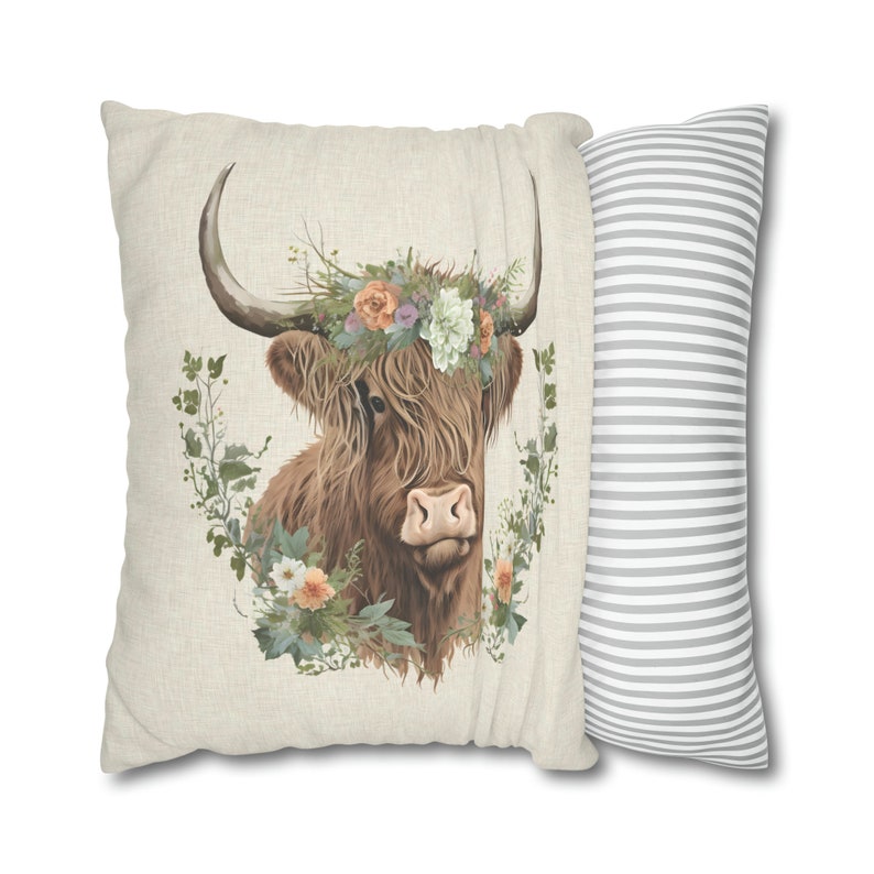 Highland Cow Pillow Cover Farmhouse Pillow Case Farm Animal Etsy
