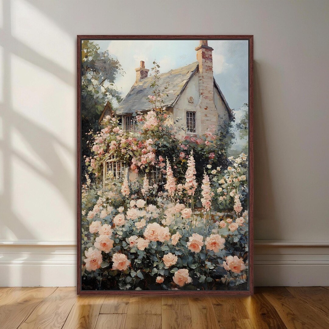 Spring Garden Framed Canvas Wall Art, French Country Cottage Canvas ...