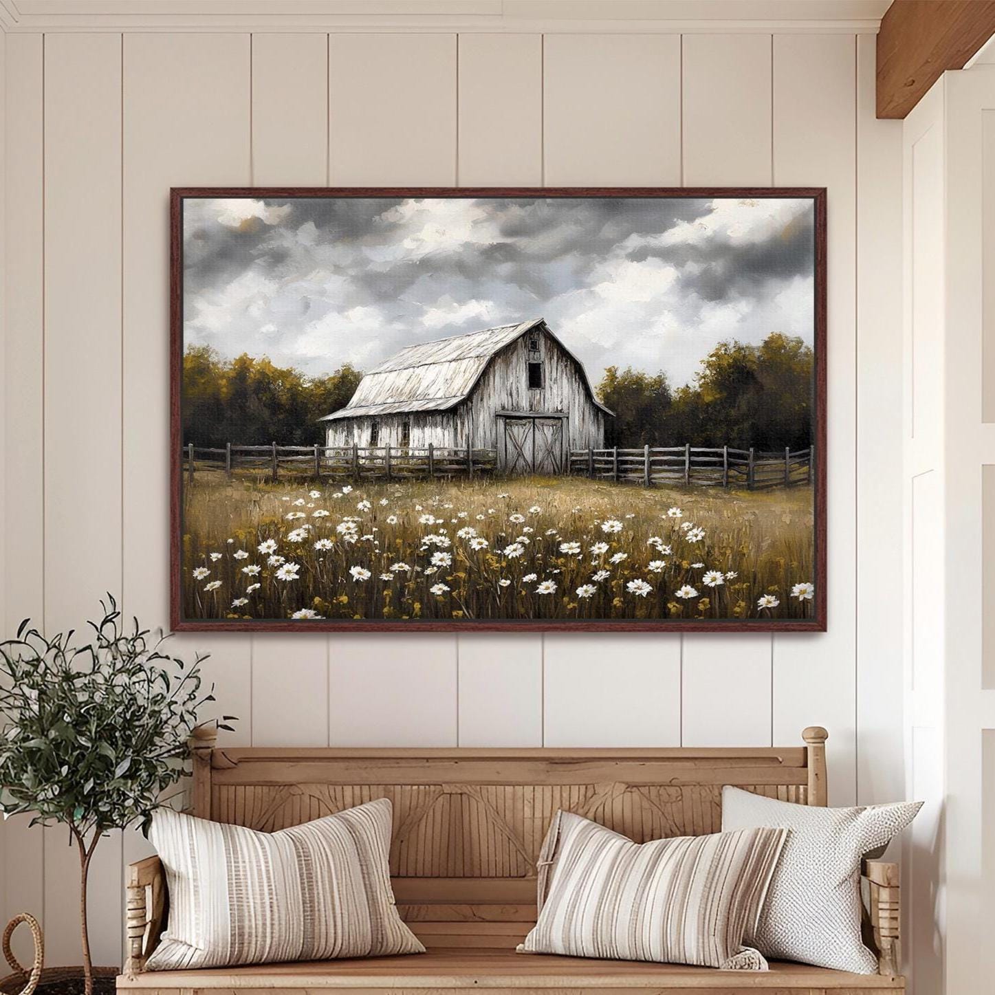 Rustic Canvas Rustic Barn Framed Canvas Wall Art, Country Home Decor, Modern ...