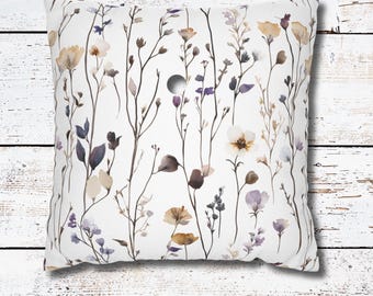 Floral Pillow Cover, Watercolor Wildflowers Pillowcase, Spring and Summer Home Decor, Farmhouse Decor, Floral Decorative Throw Pillow Cover