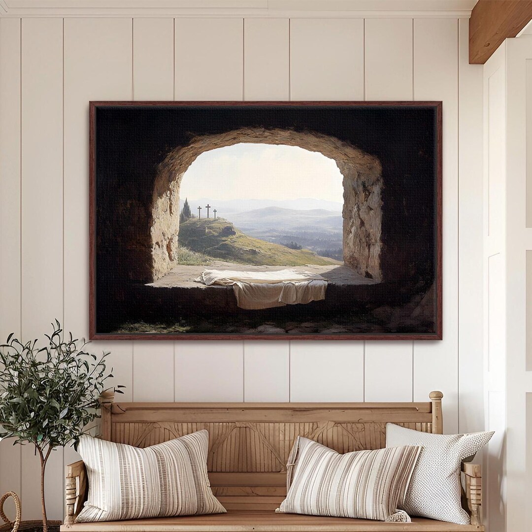 Empty Tomb of Jesus Framed Canvas Wall Art, Christian Easter ...