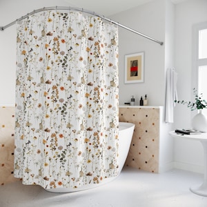 Boho Wildflowers Shower Curtain, Floral Bath Decor, Fabric Shower Curtain, Botanical Shower Curtain, Floral Bath Curtain, Cottagecore Decor