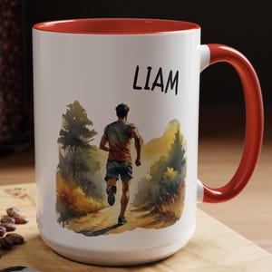 Personalized Runner Mug, Ceramic Athlete Coffee Mug 11oz, Custom Name Running Mug, Personalised Runner Gift,