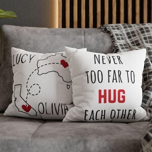 Personalized Long Distance Friendship Pillow Custom Names & Locations, Best Friend Birthday Gift, Thoughtful Going Away Gift