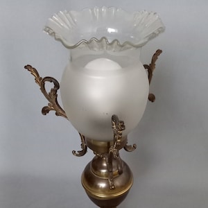 Vintage Brass Table Lamp with Frosted Glass Shade