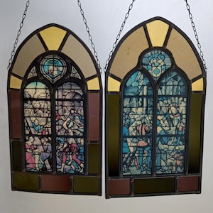 Neo-Gothic Stained Glass Religious Window Panels