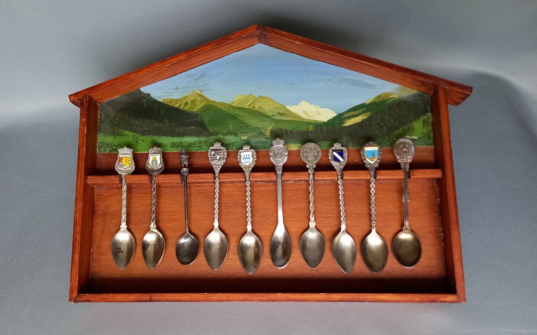 Spoon Stack Wooden Spoon Rack With Ten Different Vintage Spoons - Etsy