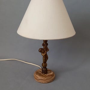 Vintage Cherub Table Lamp with Gold Gilded Base
