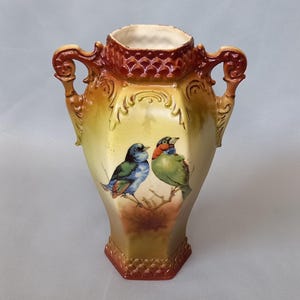 Vintage Czechoslovakian Vase – Hand Painted Birds