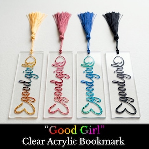 Segnalibro "Brava ragazza", segnalibro in acrilico, regalo per amanti dei libri, regalo per lettori di romanzi erotici