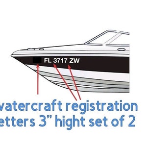 Set mit 2 BOOT PONTOON Registrierungszahlen 3 "Schriftzug Vinyl Boot Jet Ski Nummer Aufkleber