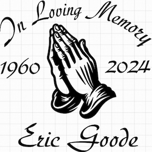 Custom IN LOVING MEMORY Praying Hands Vinyl Car Window Decal Sticker name Rip