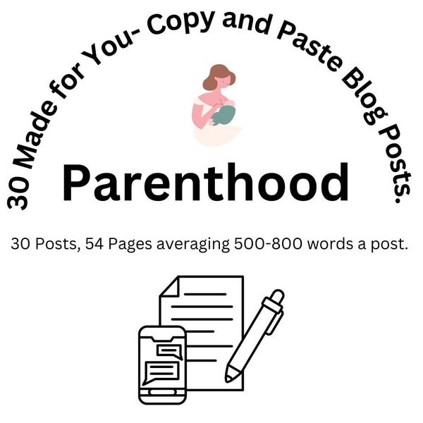 30 Starter Blog Posts , Parenthood, Parent Blog, Childhood Blogs, Mom Blogs Hash Tags, Doc PDF Copy and Paste Blogger Set Made for You