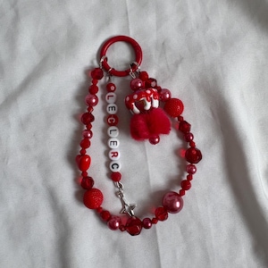 Charles Leclerc Inspired F1 Keychain | Formula 1 Beaded Keyring | Bag Charm