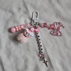 Charles Leclerc Inspired F1 Keychain | Formula 1 Beaded Keyring | Bag Charm