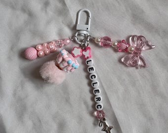 Charles Leclerc Inspired F1 Keychain | Formula 1 Beaded Keyring | Bag Charm