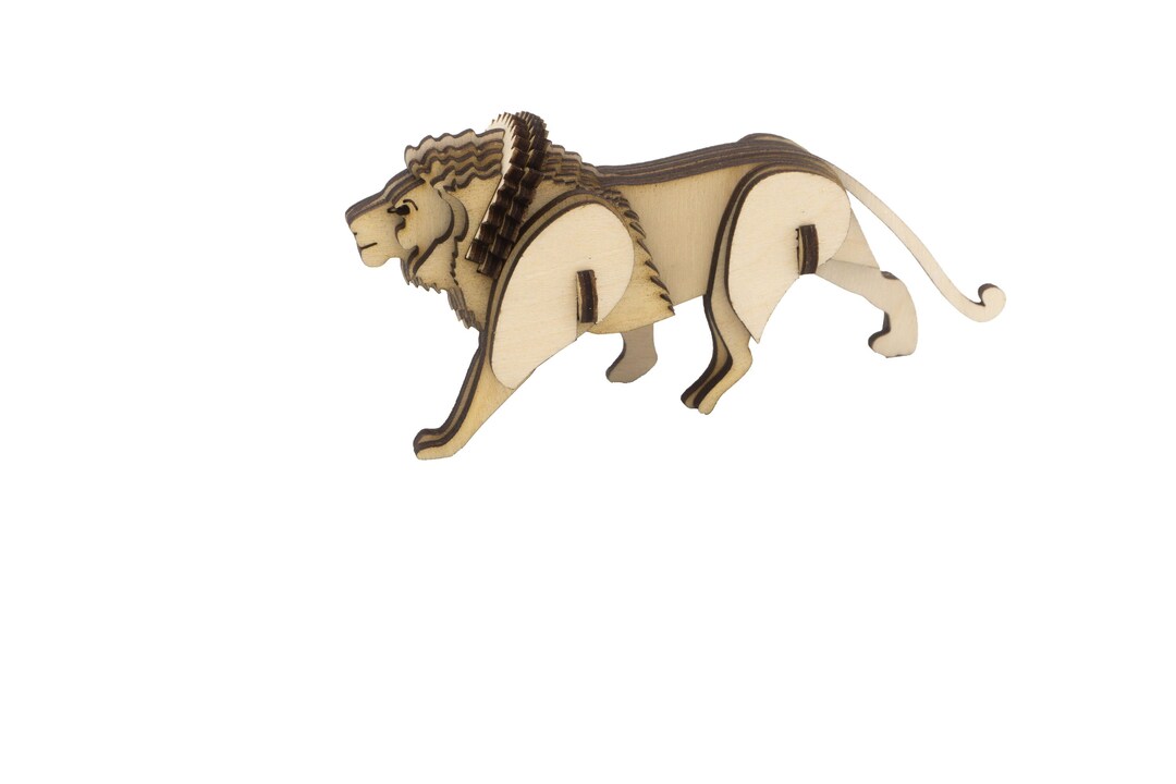 Laser Cut Lion Puzzle - Miniature 3D Wooden DIY Kit - Etsy