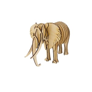 Intricate Laser Cut Plywood Elephant Puzzle - 3D Wooden Puzzle - DIY Kit for Elephant Lovers and Puzzle Enthusiasts