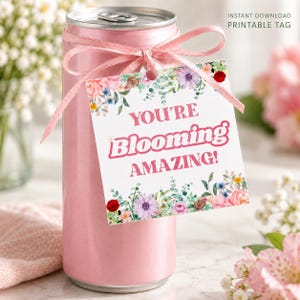Printbare bloemen cadeaulabels met de tekst "Je bent prachtig!", 6 per vel