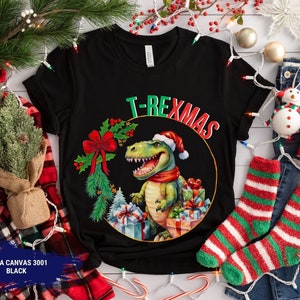 T-REXMAS Dinosaur t-shirt, Dinosaur, Dinosaur Christmas Gift, Tyrannosaurus, t-rex Cute Christmas tee, Funny Christmas Shirt, Dino Xmas gift