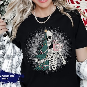 Sorta Merry Sorta Scary Crewneck, Funny Christmas Shirt, Cute Spooky Season T-Shirt, Christmas Skeleton Tee, Funny Holiday Shirt,