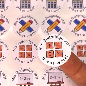 X40 gepersonaliseerde stickers wiskundeleraar | Beloningsstickers | Koop 5 en ontvang 1 gratis | Klaslokaalstickers | Mix en match | Beloningsklasstickers