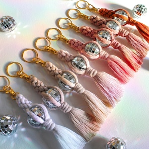 Llavero de bola de discoteca boho / Llavero hippie / Accesorios para bolso, cartera, accesorios retro / Llaves / Regalos para amigos l