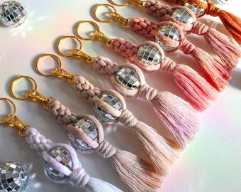 Disco Ball Keychain | Boho Macrame Keychain | Hippie Accessories | Gifts for Her | Christmas Gift Ideas
