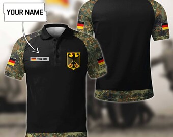 Personalisiertes Bundeswehr Poloshirt für Männer und Frauen im 3D All Over Look Unisex (leichtes Gewicht)