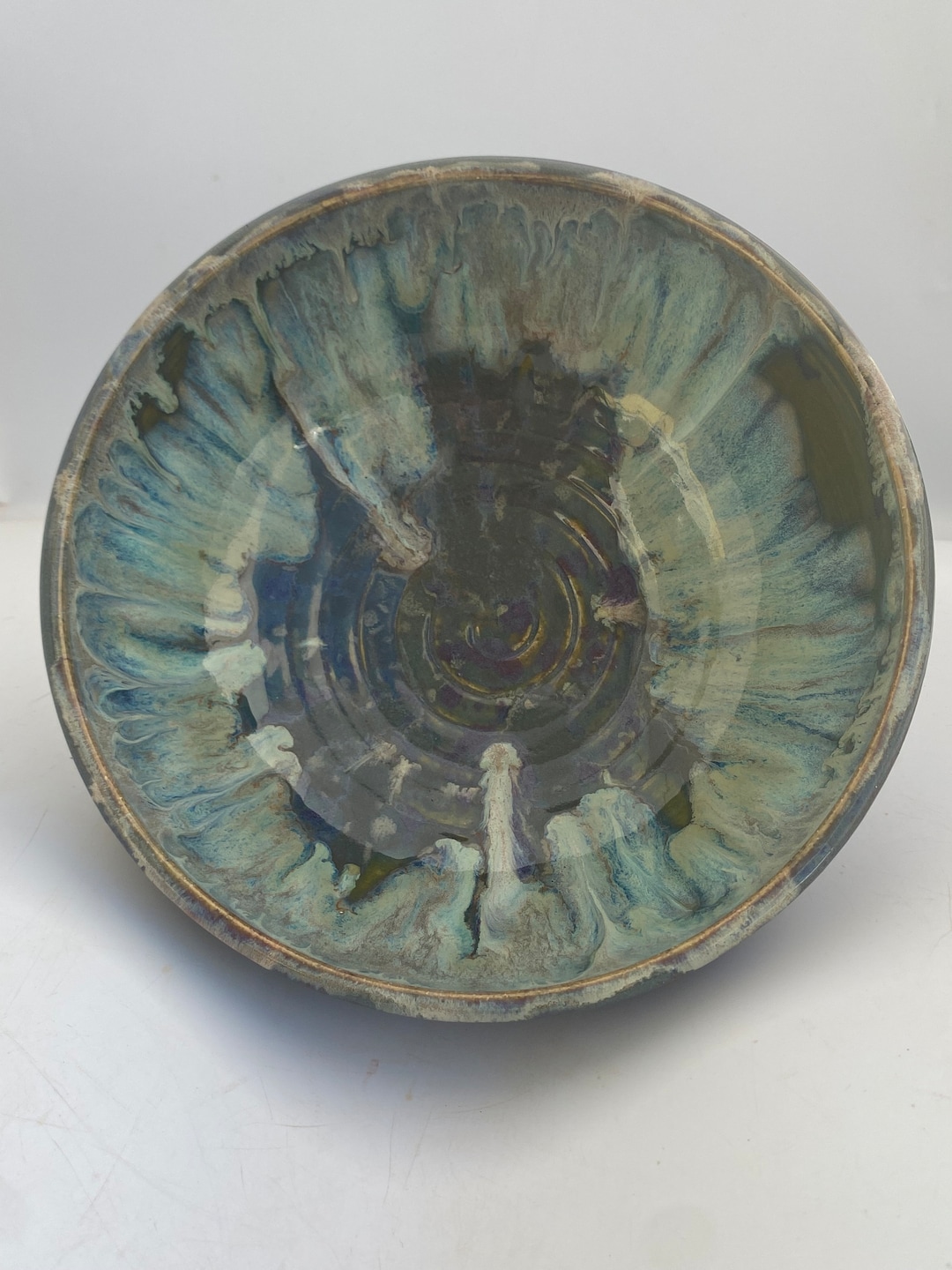 Handmade Wheel Thrown Large Pottery Bowl Fruit Dish Display Special ...