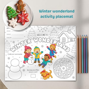 Winter Wonderland Activity Placemat: Kids&#39; Coloring & Games (PDF Download)