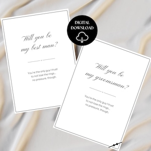 Meilleures cartes de proposition d'homme et de garçon d'honneur, serez-vous mon garçon d'honneur, téléchargement numérique, prêtes à imprimer ou à modifier, modifiable avec Canva, modèle
