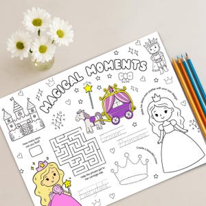 Princess Mini Tischset: Kinder Malen & Rätseln (PDF Download)