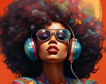 Black Woman Art - Digital Art, Colorful Wall Art, Afrobeats, Black Girl Magic, Self love , Back is Beautiful, Melanin Afro Art, Home decor