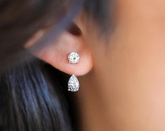 Diamond Stud Earrings with Diamond Jacket