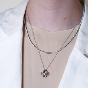 Diamond Knot Necklace, Infinity Knot Necklace, Forever Necklace, Eternal Knot Pendant, Anniversary Gift, Wedding day gift, Gift For Fiancée