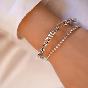 14K White Gold Moon-Cut Bead Chain Bracelet | Minimalist & Elegant Jewelry