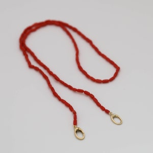 Red Coral Bead Necklace with Gold Charm Clasp | Elegant Holiday Jewelry