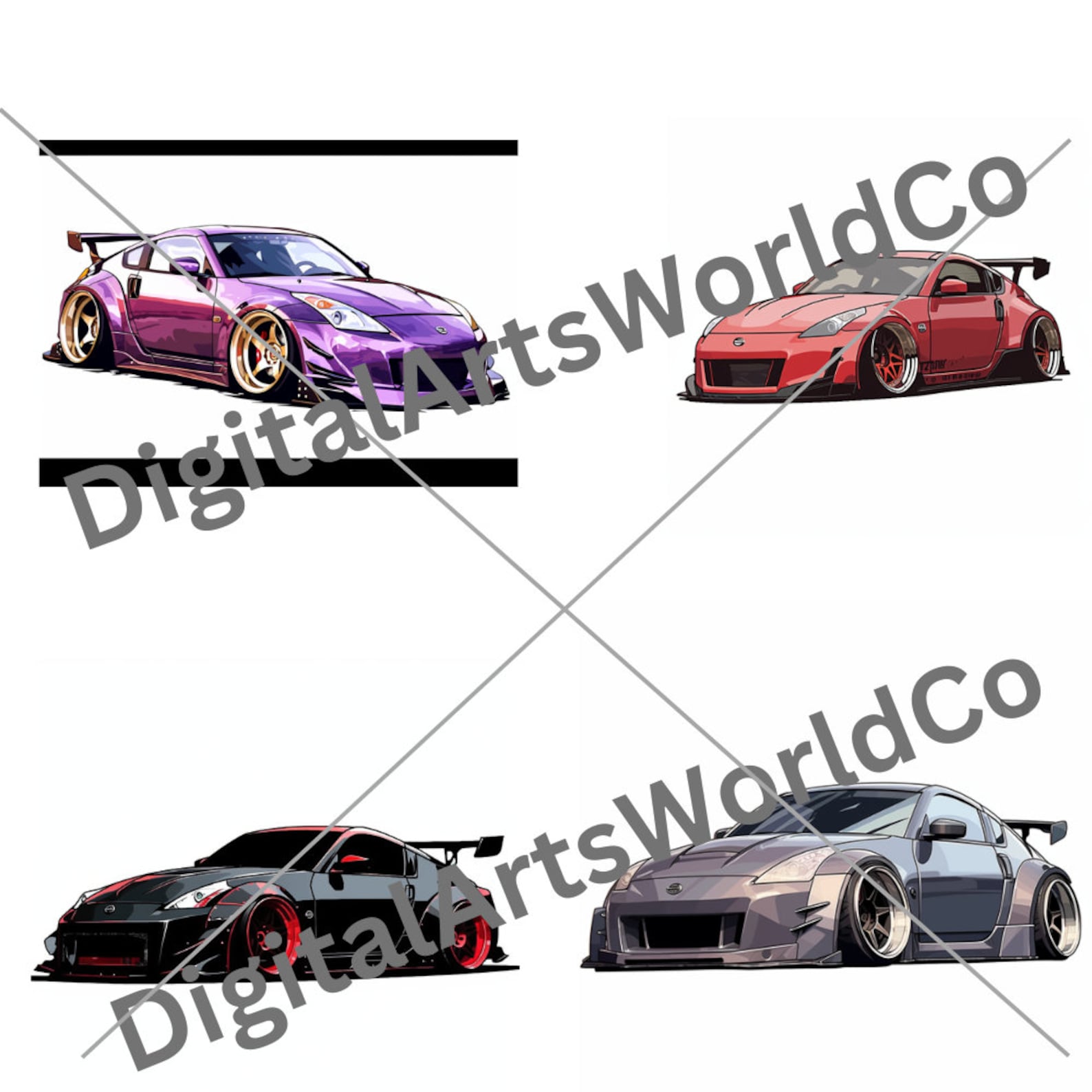 JDM Sports Car Png, Nissan 350z Clip Art Bundle Pack , JDM Cars Clipart
