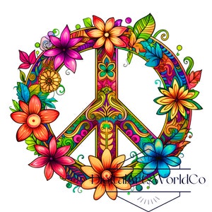 Symbole de paix png, clipart signe de paix, symbole de paix png, signe de paix fleur, clipart signe de paix rétro