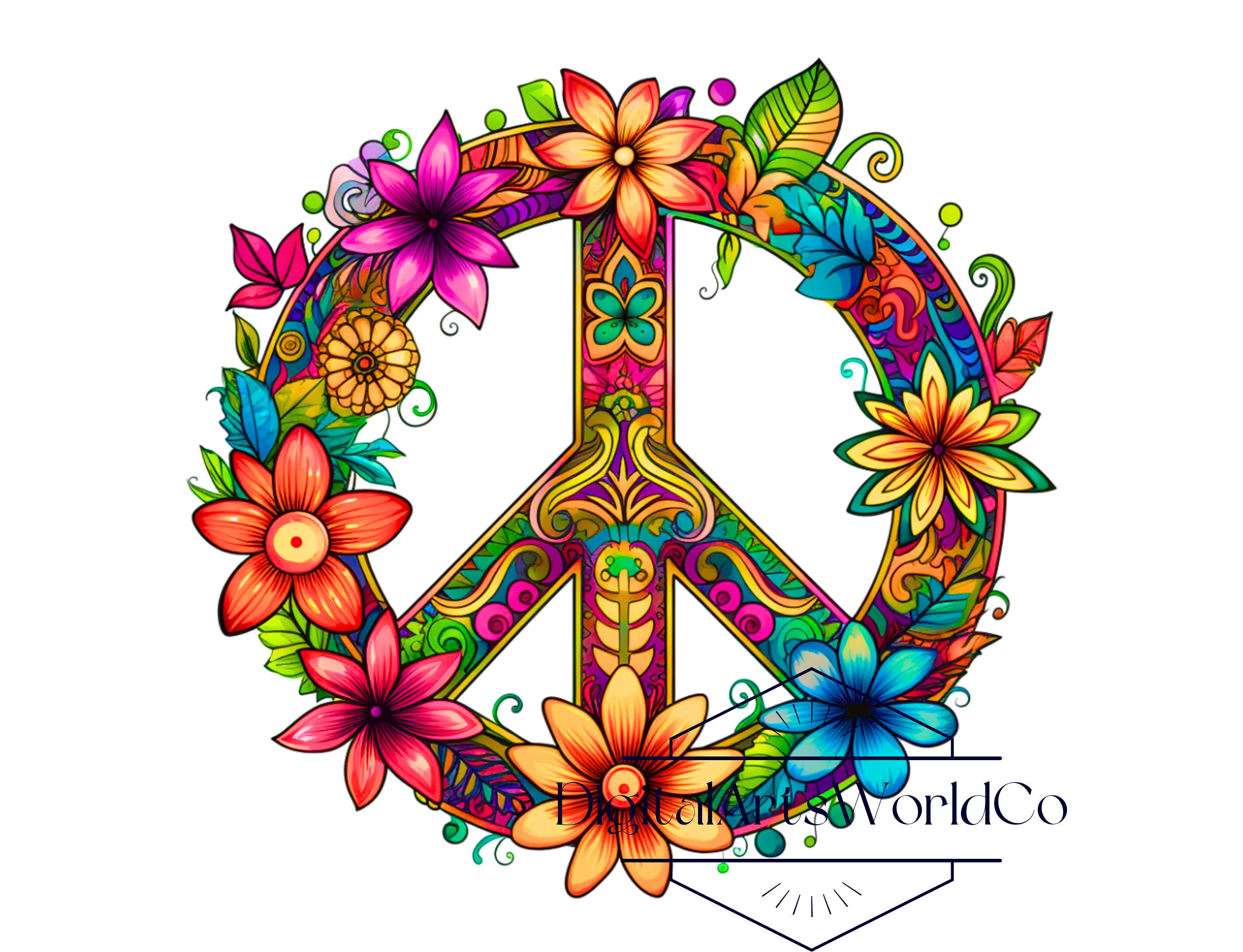 Peace Symbol png, Peace sign clip art, Peace Symbol png , flower peace sign, retro peace sign clipart