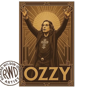 Metalowa dekoracja ścienna z napisem Ozzy Osbourne | Art Deco 12x8