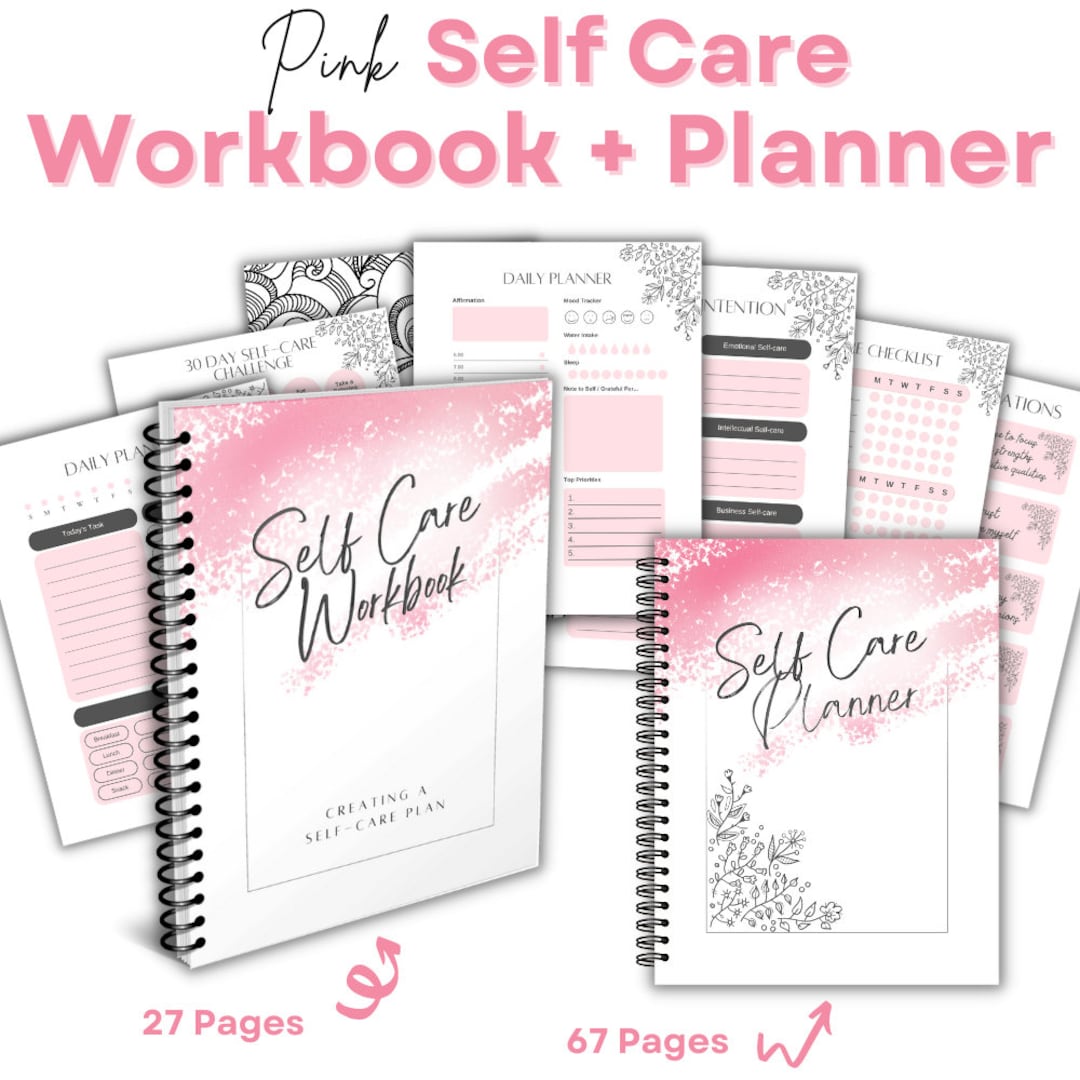 Printable Pink Self Care Workbook and Planner - Etsy