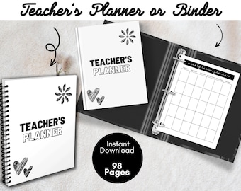 Printable Teacher Planner Black and White