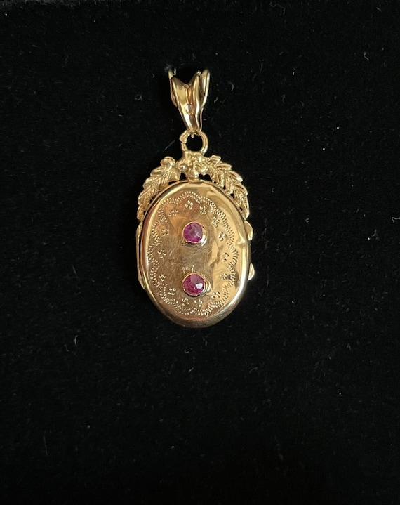 Authentic Napoleon III 18K Gold, Ruby Locket - image 1